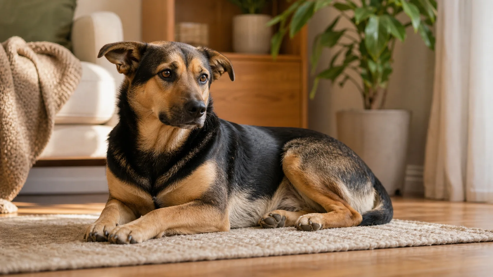 Ruhiger Hund mit abgewandtem Blick als Beispiel für Beschwichtigungssignale
