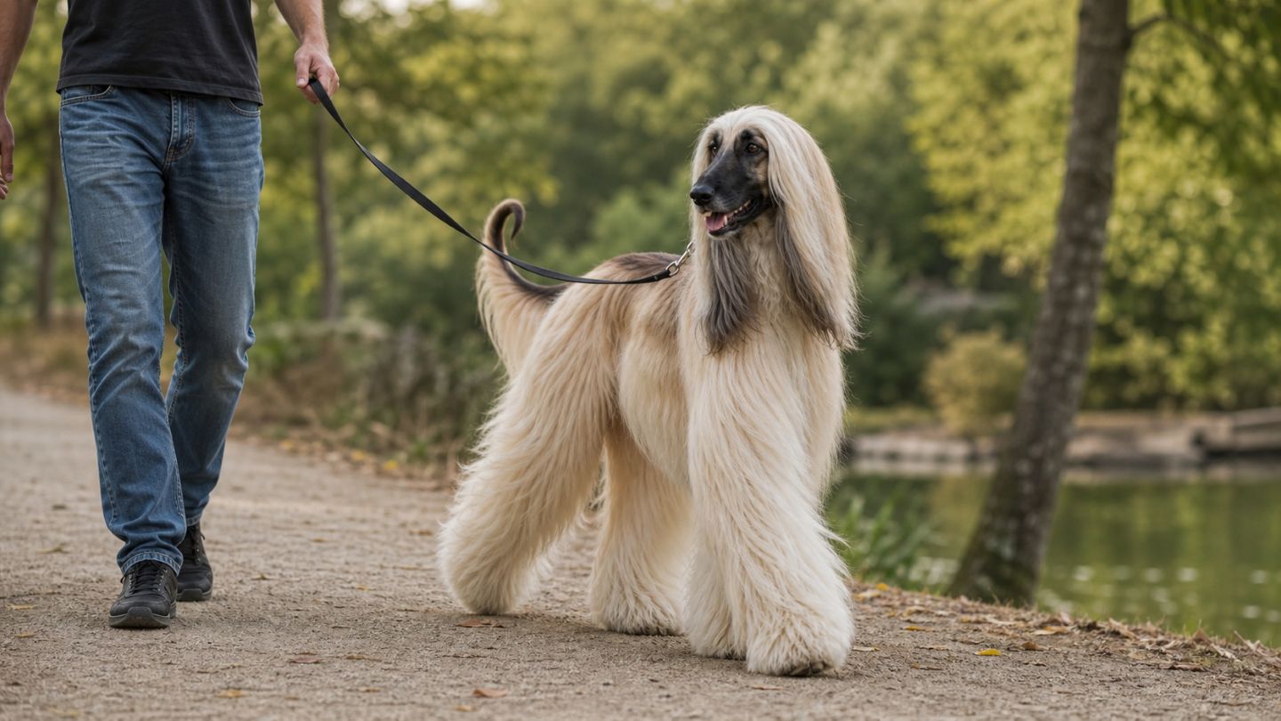Hund wird an einer Leine auf einem Spazierweg geführt, passend zum Vergleich von Rolleine, Schleppleine und Standardleine.