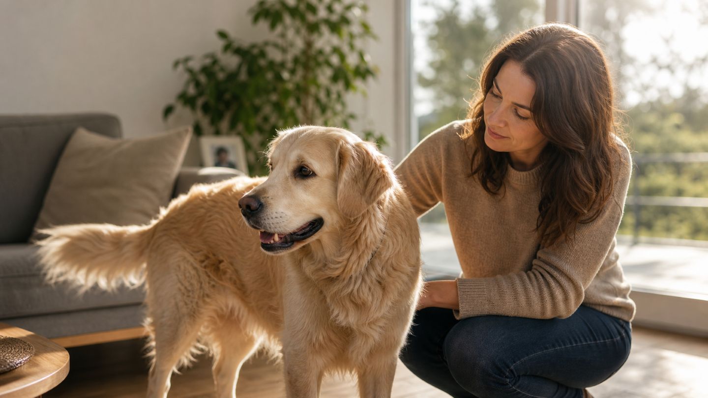 Hund und Halterin im Alltag, Körpersprache und Mimik aufmerksam beobachtet